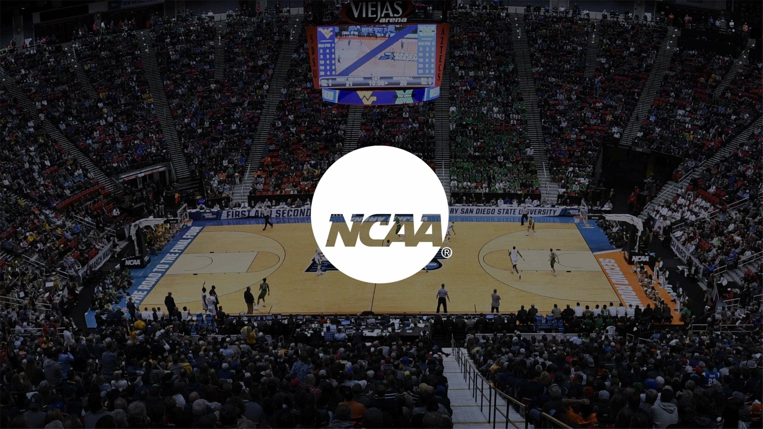 NCAA logo featured in Genius Sports' customer stories, representing their collaboration for advanced sports analytics and technology