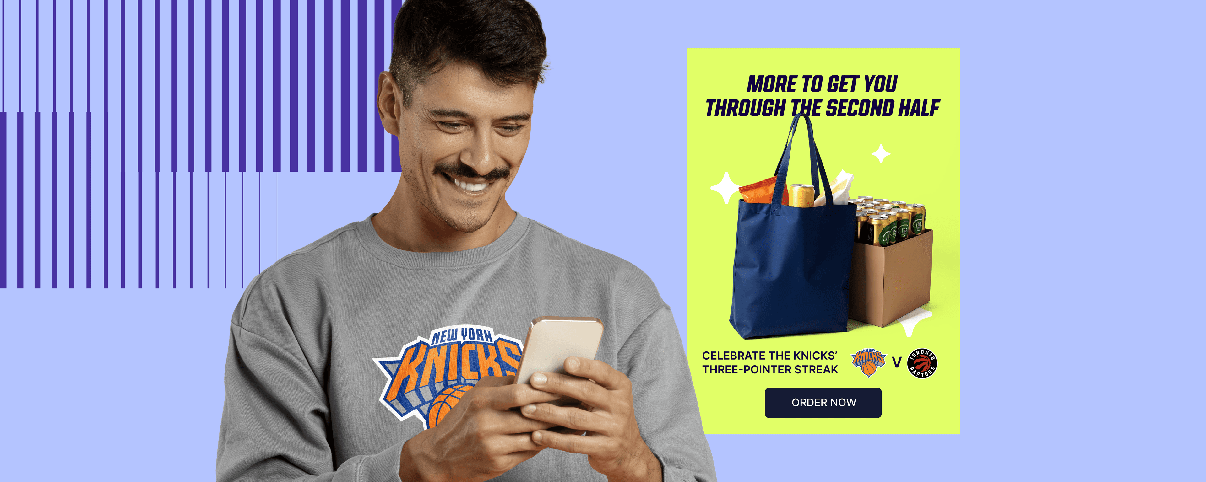 Sports fan looking at a DCO ad on his phone.